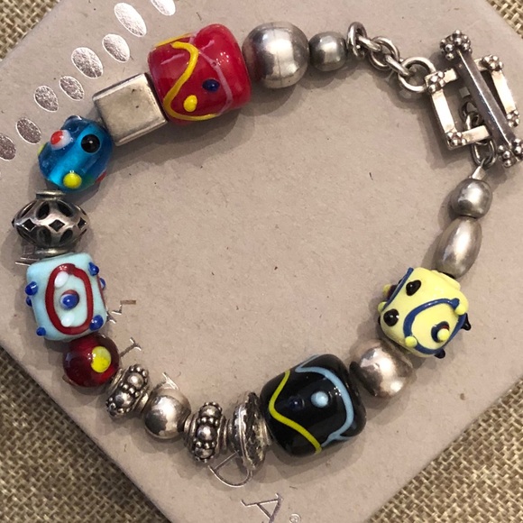 Silpada Sterling Silver Lampwork Glass Bead Toggle Clasp Bracelet B0871 - Picture 8 of 10